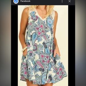 Umgee Paisley Print Tunic Blouse or Mini Dress M 👠508